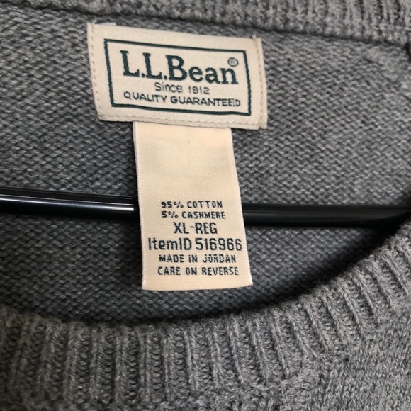 L.L. Bean Sweater Mens XL Gray Blue Stripe Wicked Soft Cotton Cashmere Crewneck - Picture 6 of 6